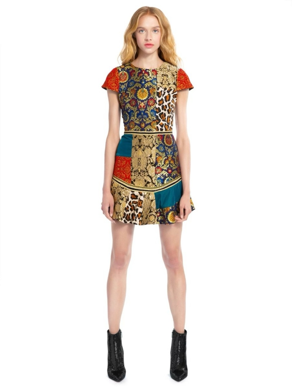 Alice + Olivia Multicolor Patchwork Mini Dress